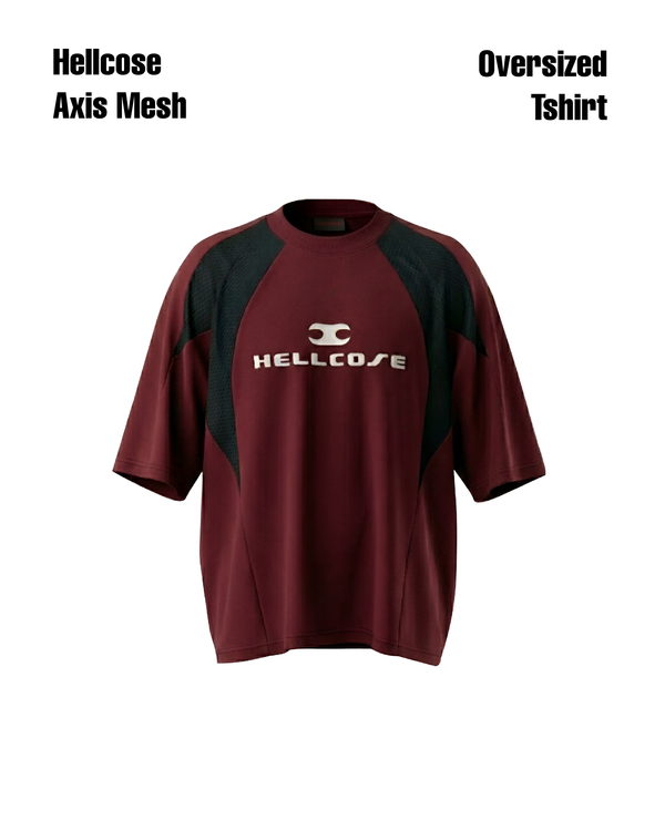 Axis Mesh Oversized Tshirt Maroon