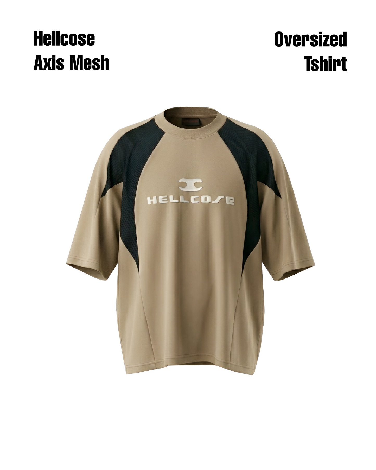 Axis Mesh Oversized Tshirt Beige