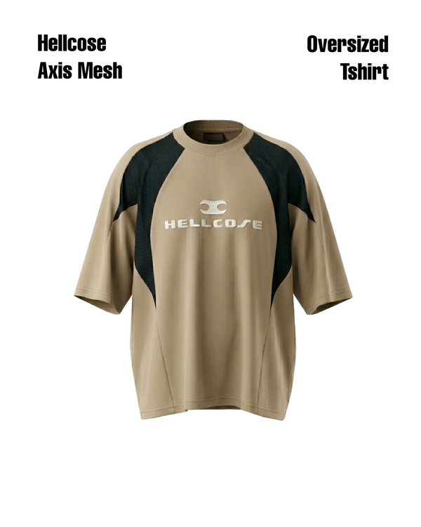 Axis Mesh Oversized Tshirt Beige